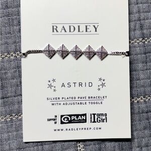 Radley Prep ASTRID Silver Plated Pavé Bracelet Adjustable Toggle NEW